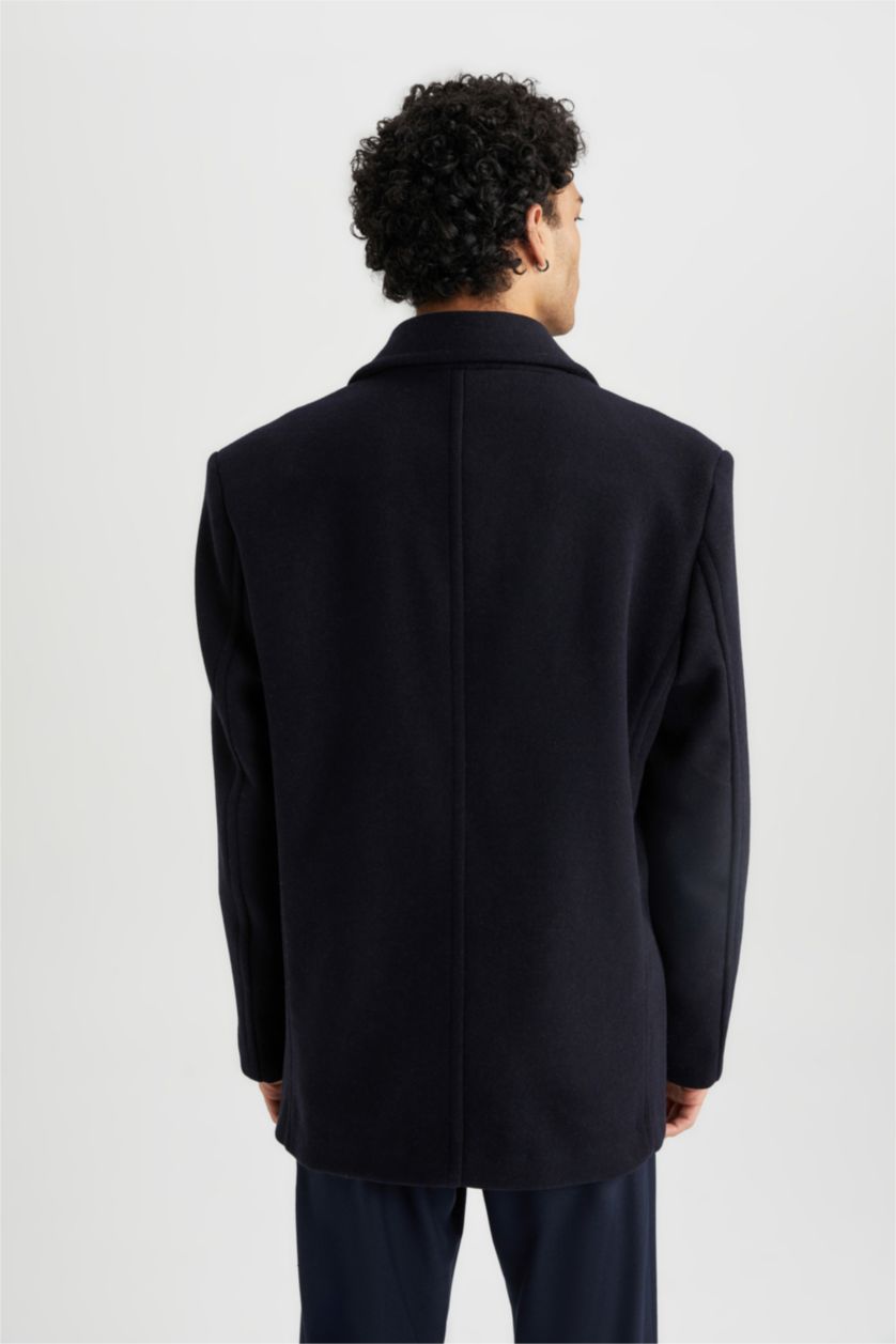 MAN NAVY Slim Fit Lined Cachet Coat