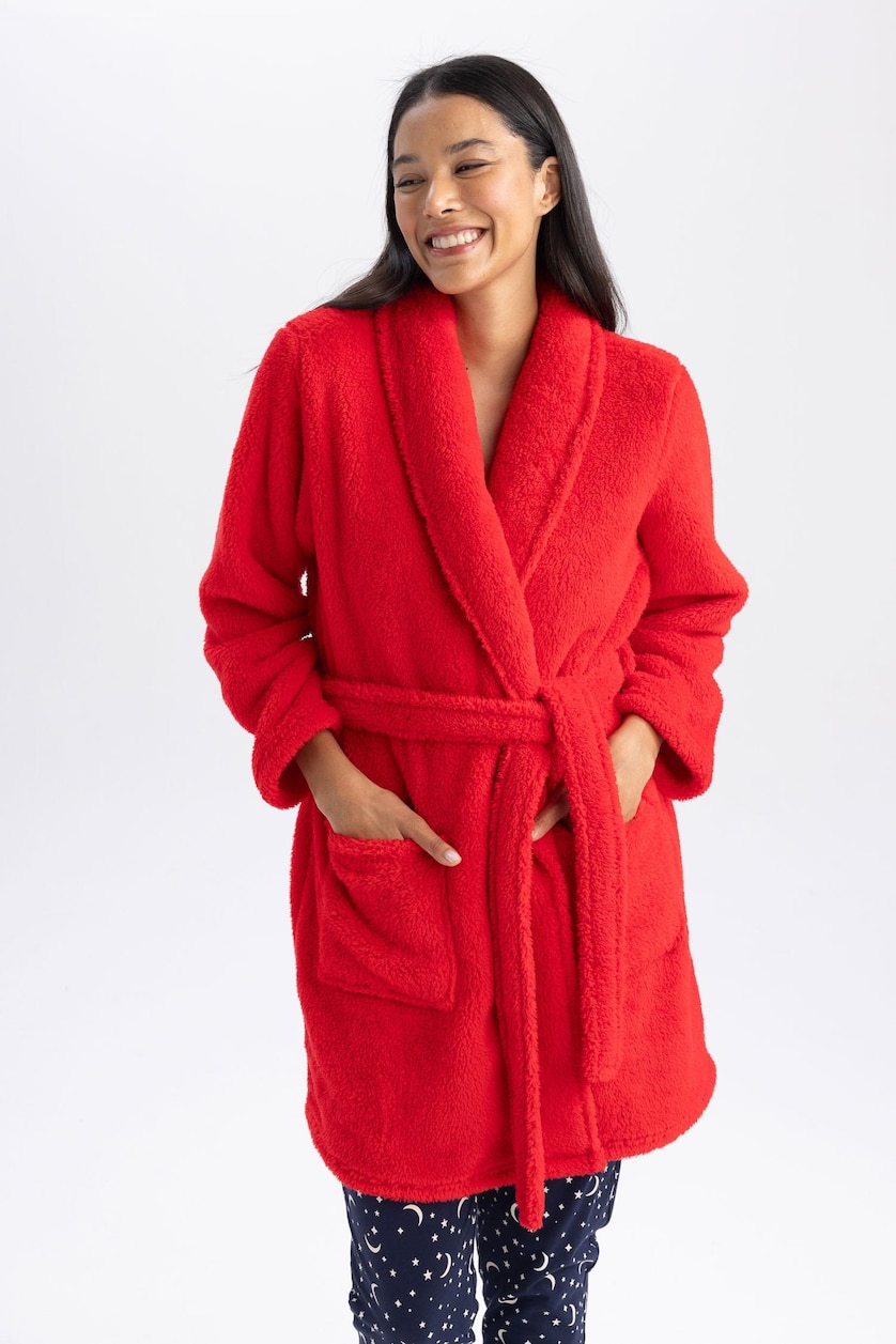 Red Robe Sweater Red WOMAN fleece Robe 2831011 | DeFacto