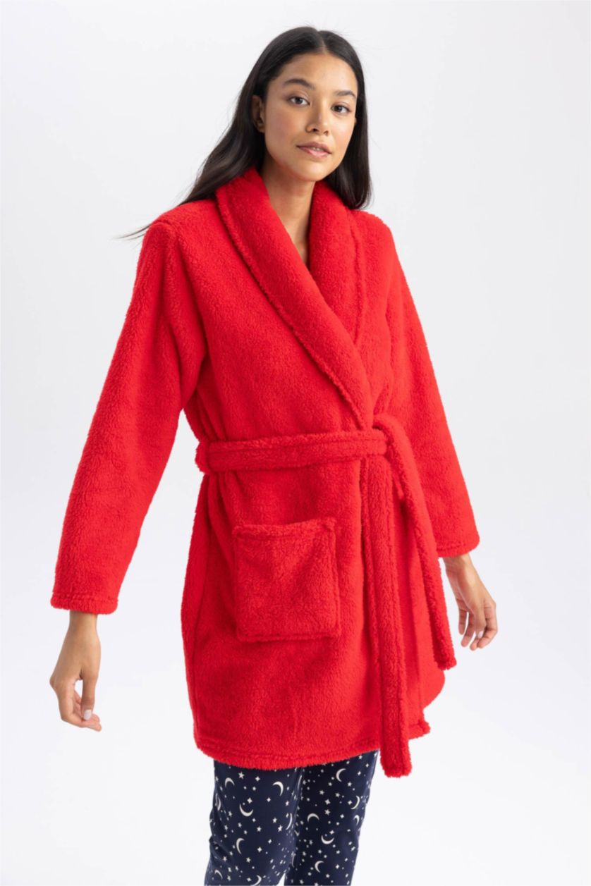 Red WOMAN fleece Robe 2831011 | DeFacto Red WOMAN fleece Robe 2831011 | DeFacto