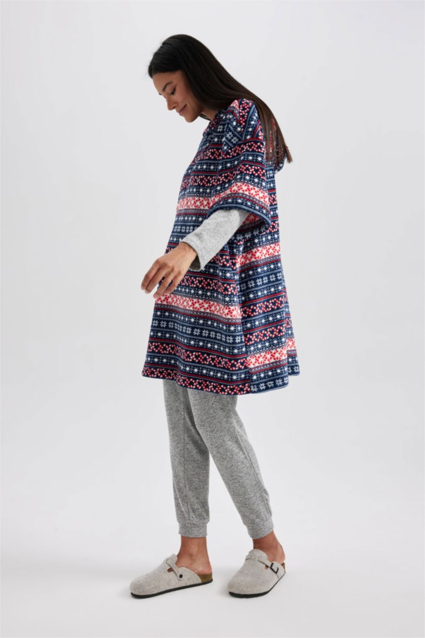 حريمي كحلي روب نوم طويل صوفي اوفر سايز بكابيشون من Fall In Love