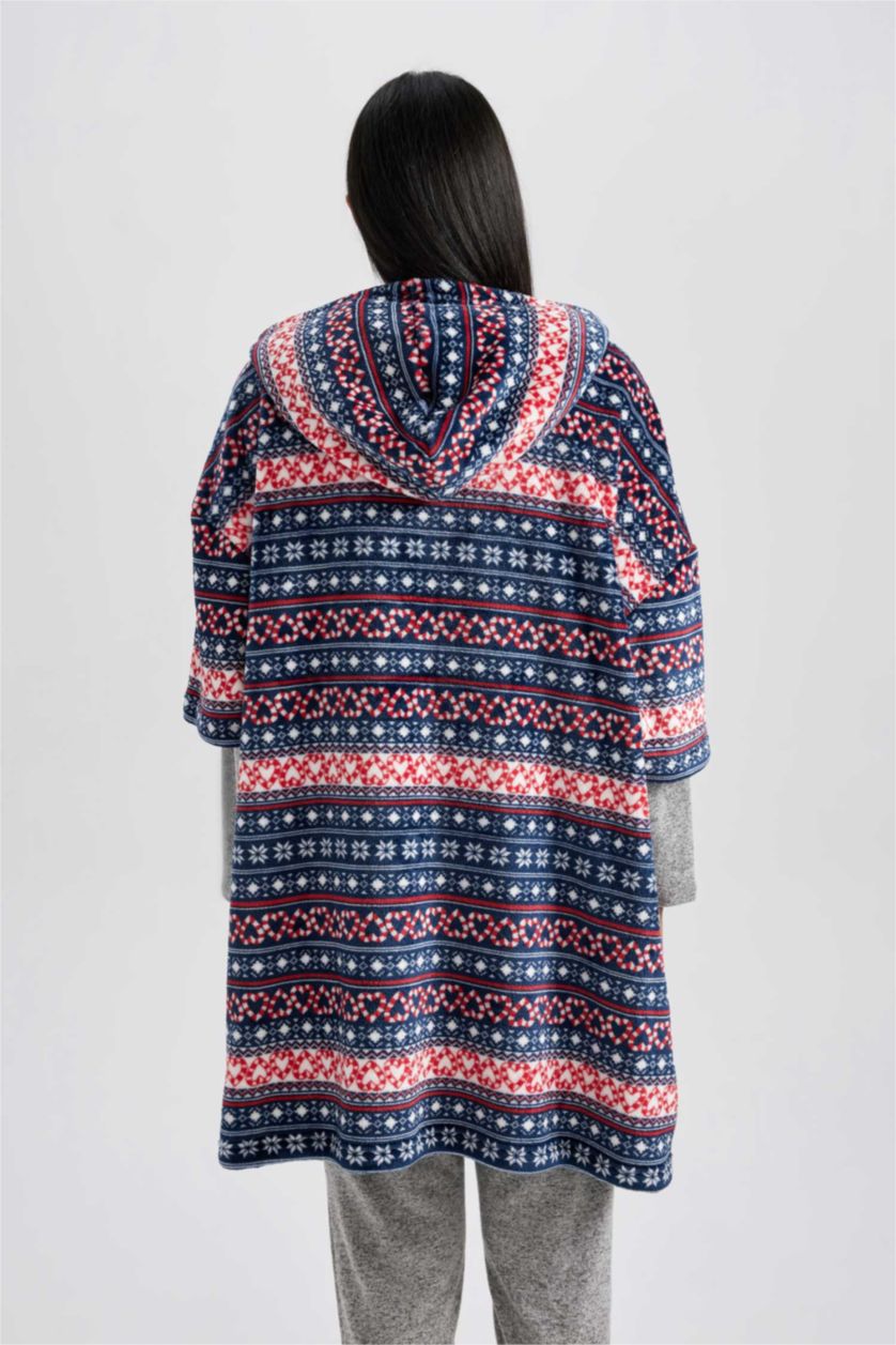 حريمي كحلي روب نوم طويل صوفي اوفر سايز بكابيشون من Fall In Love