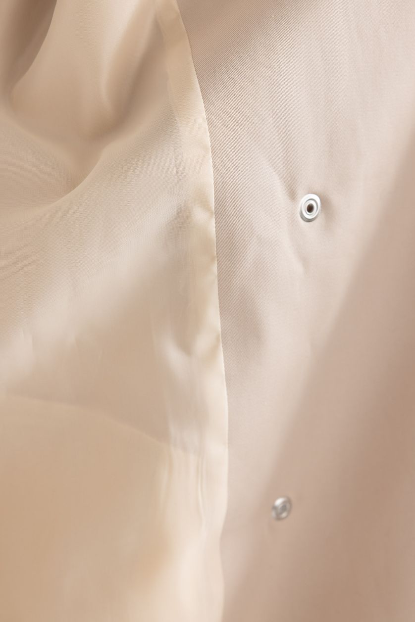 Kadın Kum Su Geçirmez Trençkot Oversize Geniş Kalıp Kruvaze Yaka Düğmeli Kemerli Cepli Apoletli Kuşaklı