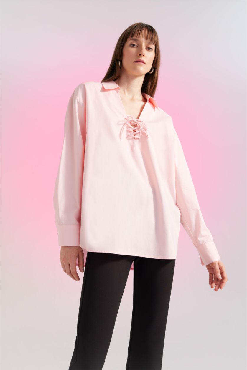 WOMAN Light Pink Oversize Fit Poplin