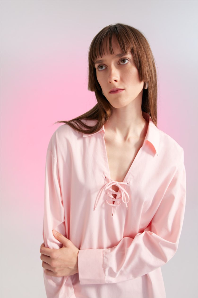 WOMAN Light Pink Oversize Fit Poplin