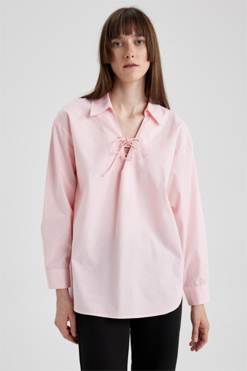 WOMAN Light Pink Oversize Fit Poplin