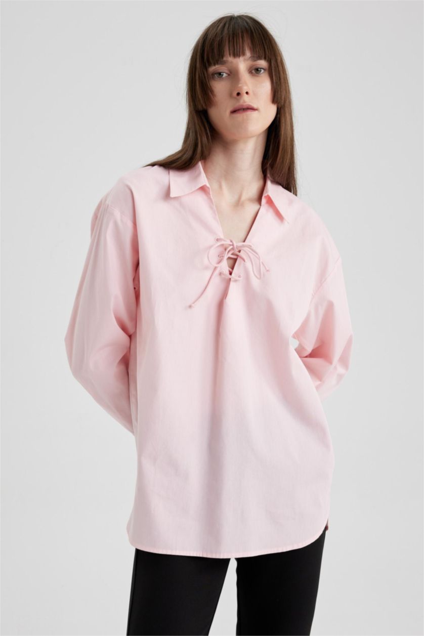 WOMAN Light Pink Oversize Fit Poplin