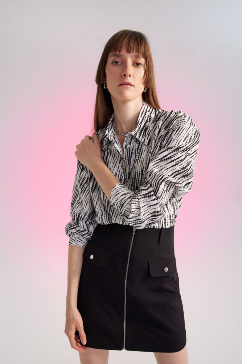 WOMAN White Oversize Shirt Collar Long Sleeve Shirt