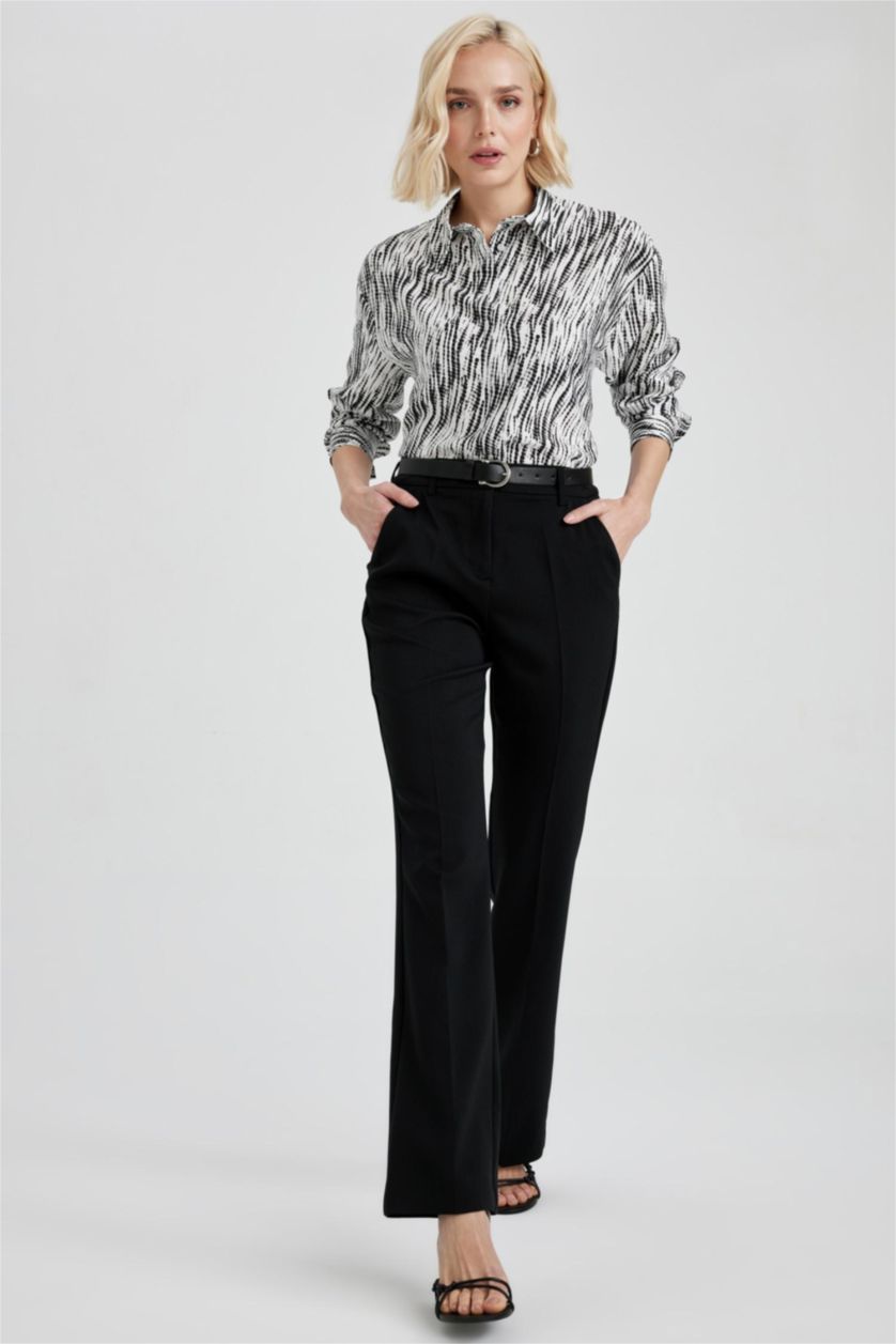 WOMAN White Oversize Shirt Collar Long Sleeve Shirt