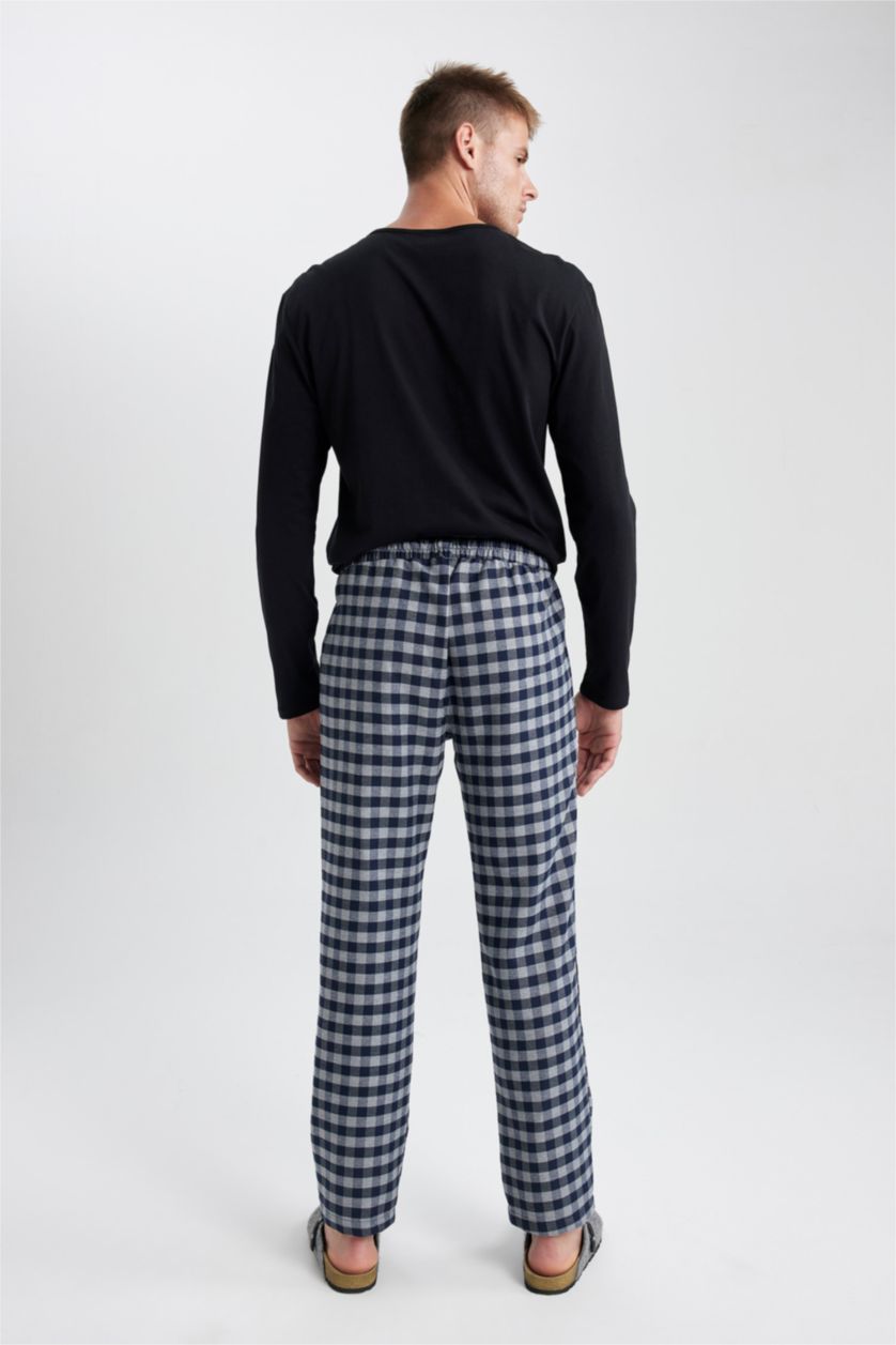 HOMME Marin Pantalon de Pyjama Flanelle Coupe Régulière à Jambes Longues à Poches