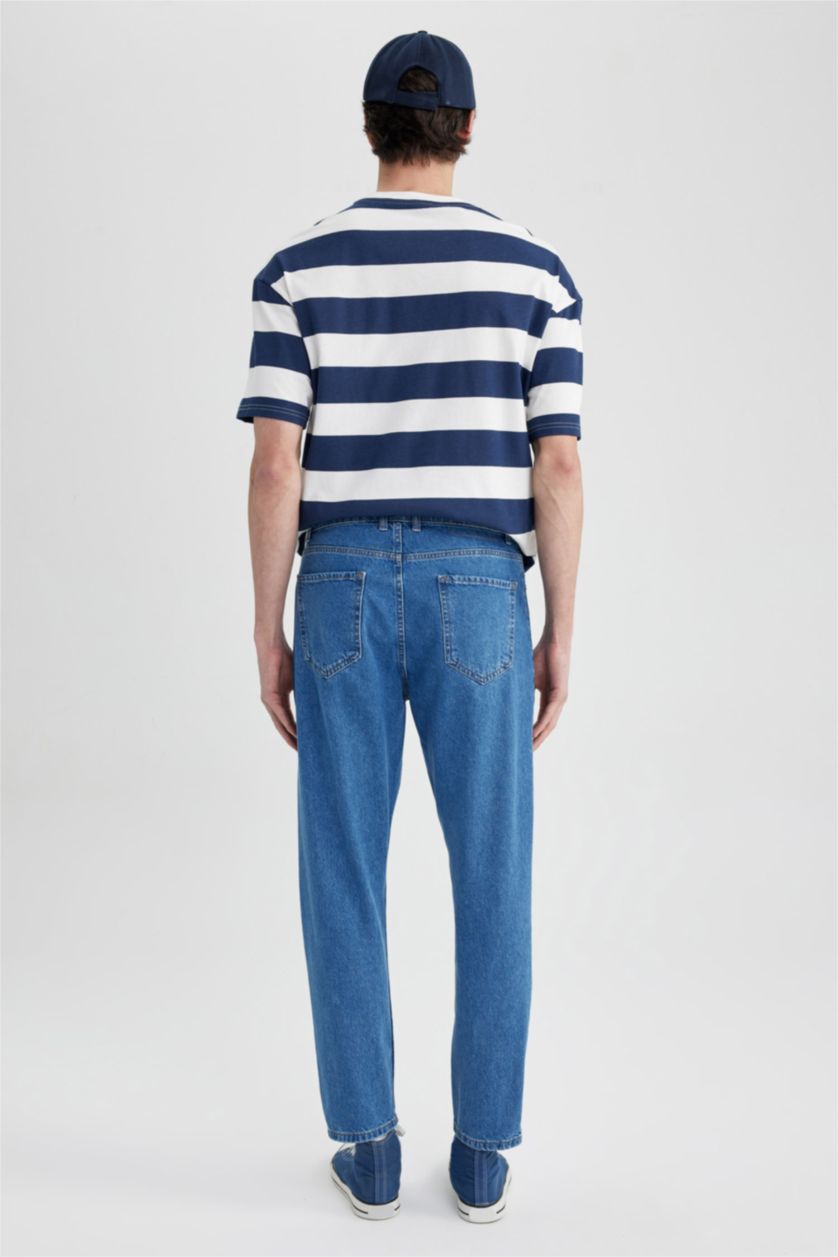 رجال أزرق بنطلون جينز سليم فيت بتفاصيل ممزقة