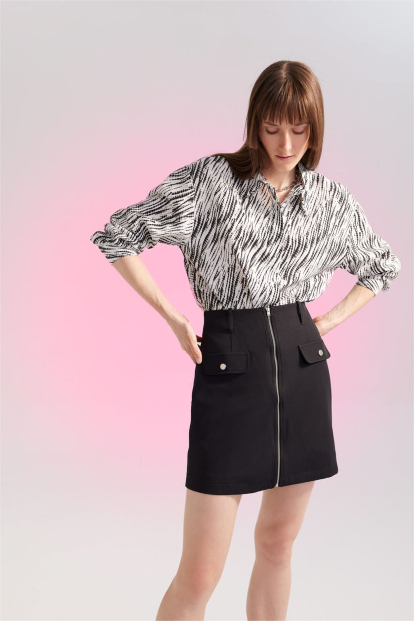 FEMME Noir Mini Jupe En Tissés Taille Normale Doublé