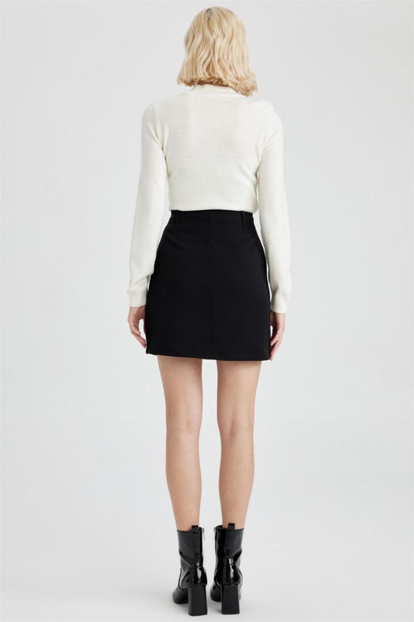 FEMME Noir Mini Jupe En Tissés Taille Normale Doublé