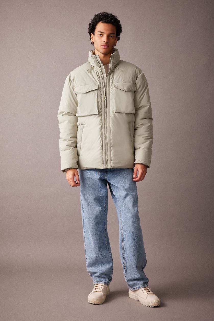 MAN Green Slim Fit Puffer Jacket