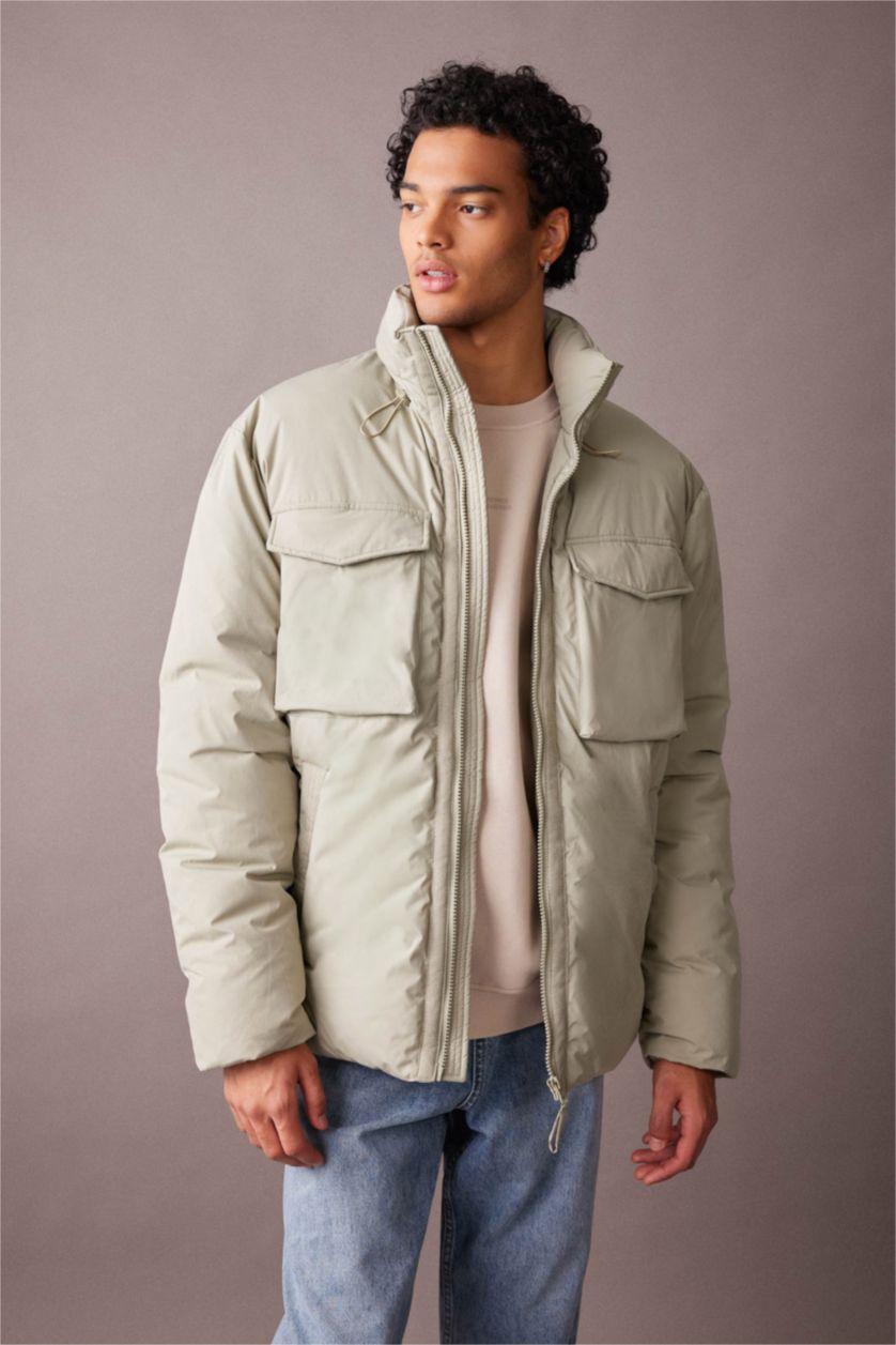 MAN Green Slim Fit Puffer Jacket
