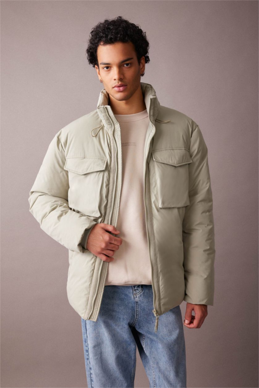 MAN Green Slim Fit Puffer Jacket