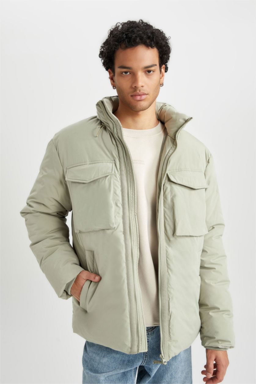 MAN Green Slim Fit Puffer Jacket