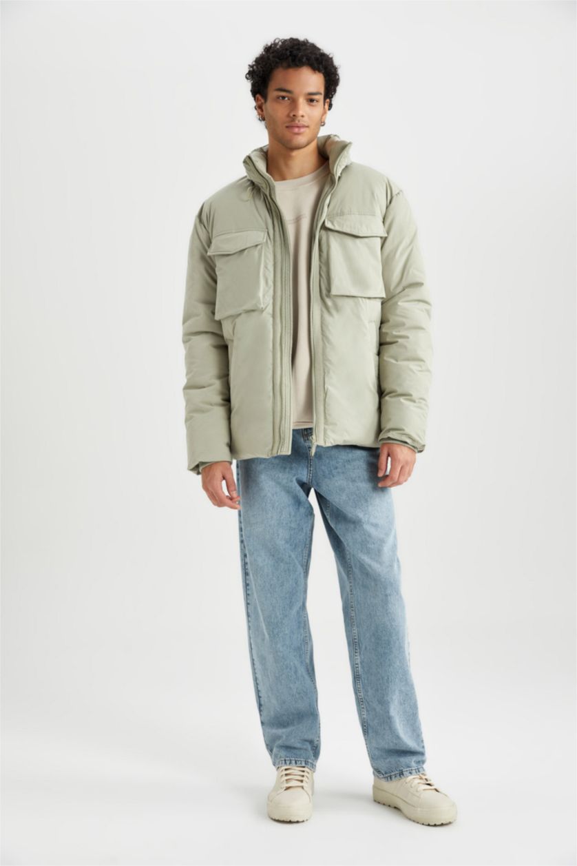 MAN Green Slim Fit Puffer Jacket