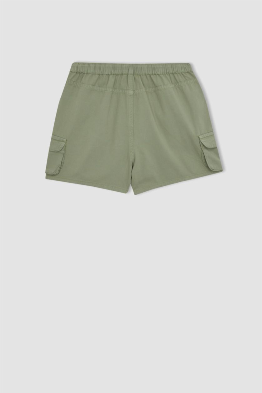 نساء أخضر بنطلون قطن بقصة عادية بخصر عادي