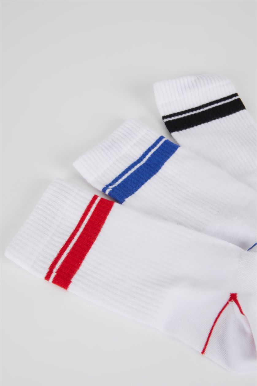 MAN White 3 piece Cotton Long Sporty Socks