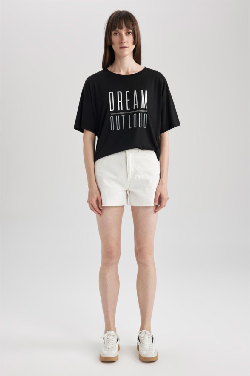 WOMAN Black Relax Fit Short Sleeve T-Shirt