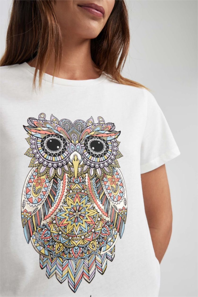 WOMAN Ecru Regular Fit Short Sleeve T-Shirt