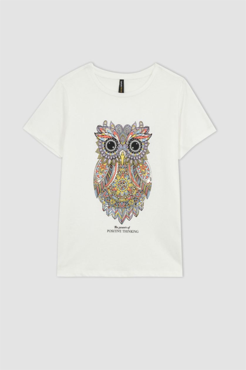 WOMAN Ecru Regular Fit Short Sleeve T-Shirt