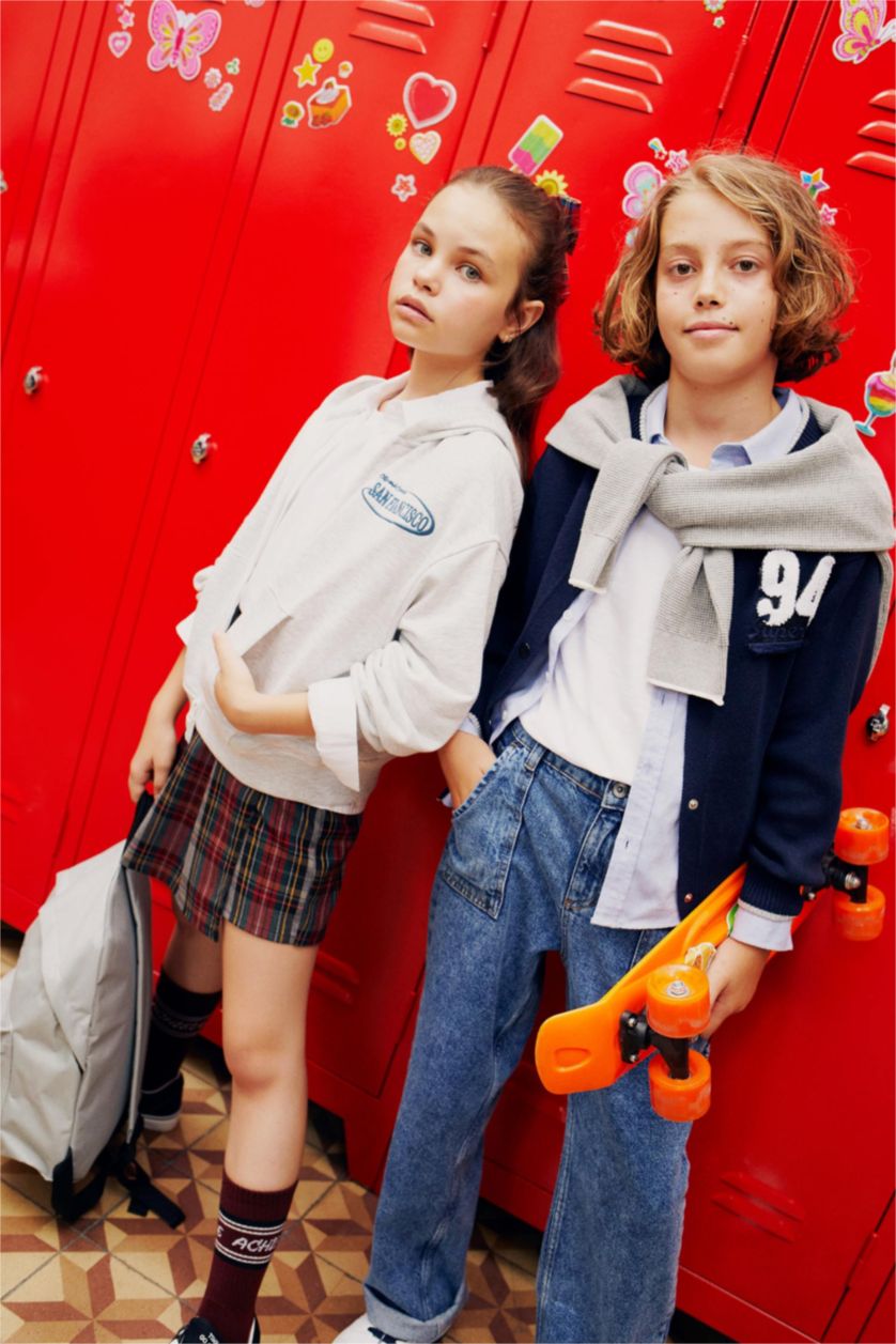 أولادي أزرق بنطلون جينز وايد ليج بجيب