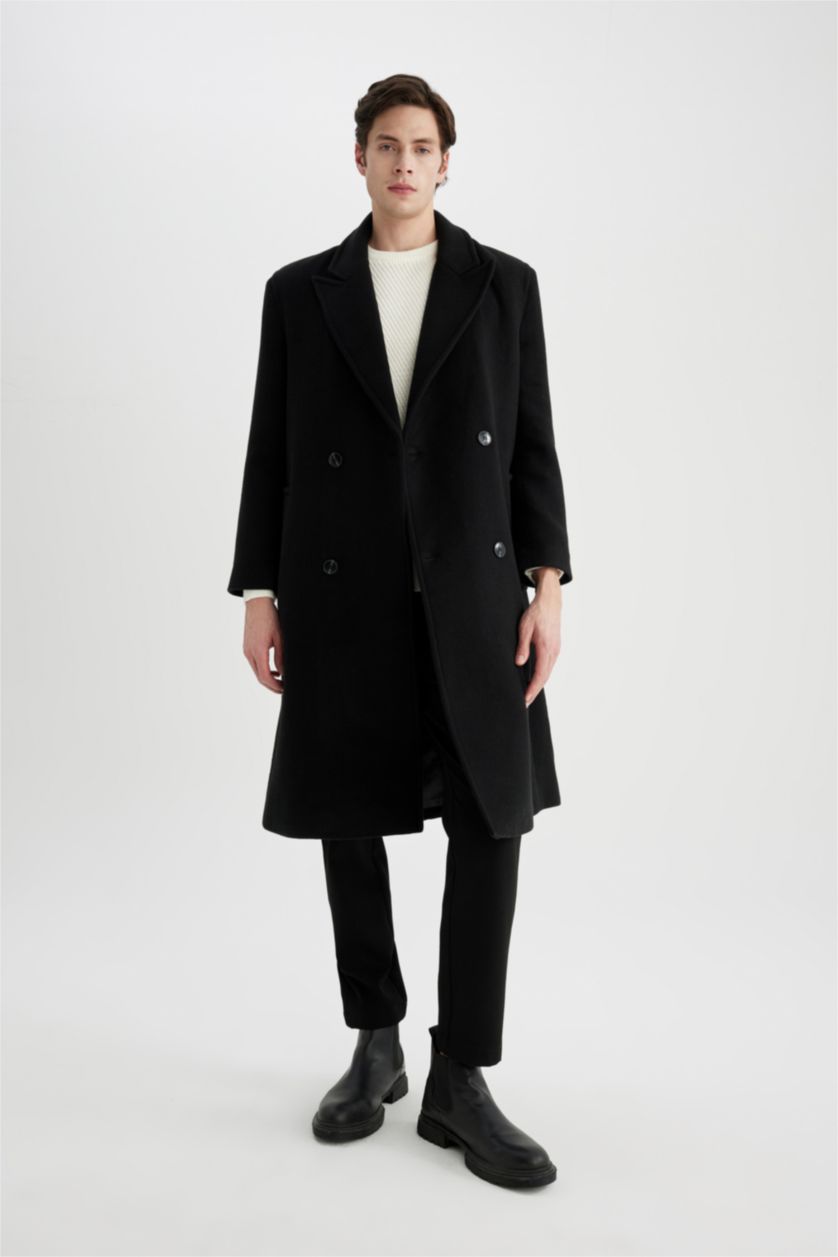 MAN Black Regular Fit Lined Cachet Coat