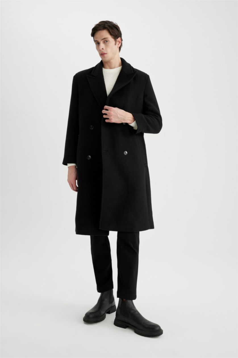 MAN Black Regular Fit Lined Cachet Coat