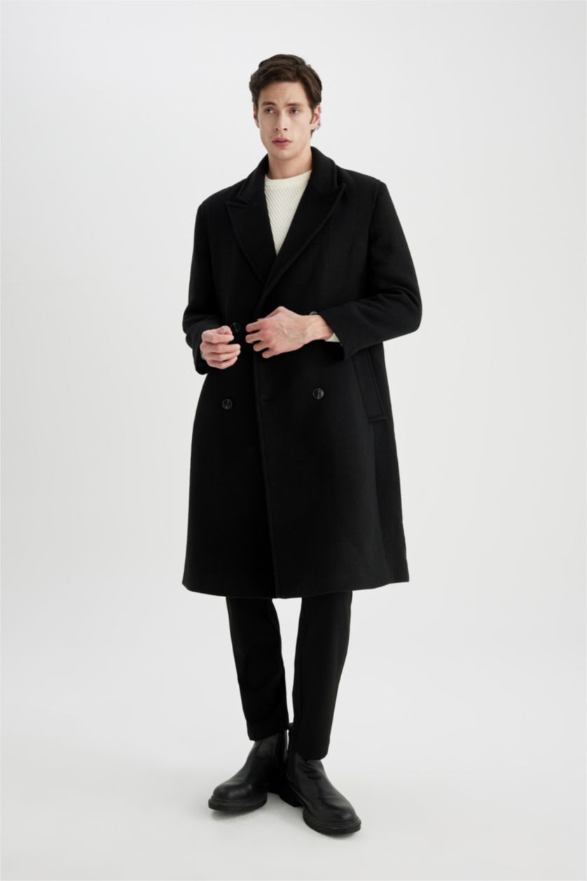 MAN Black Regular Fit Lined Cachet Coat