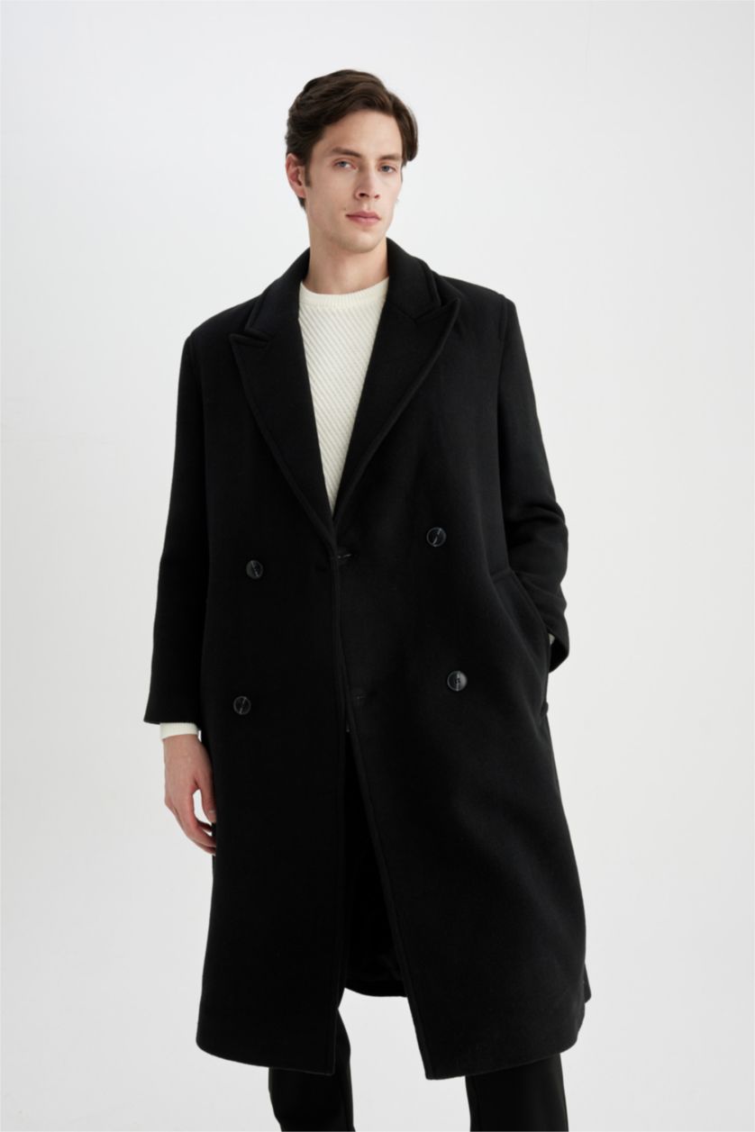 MAN Black Regular Fit Lined Cachet Coat
