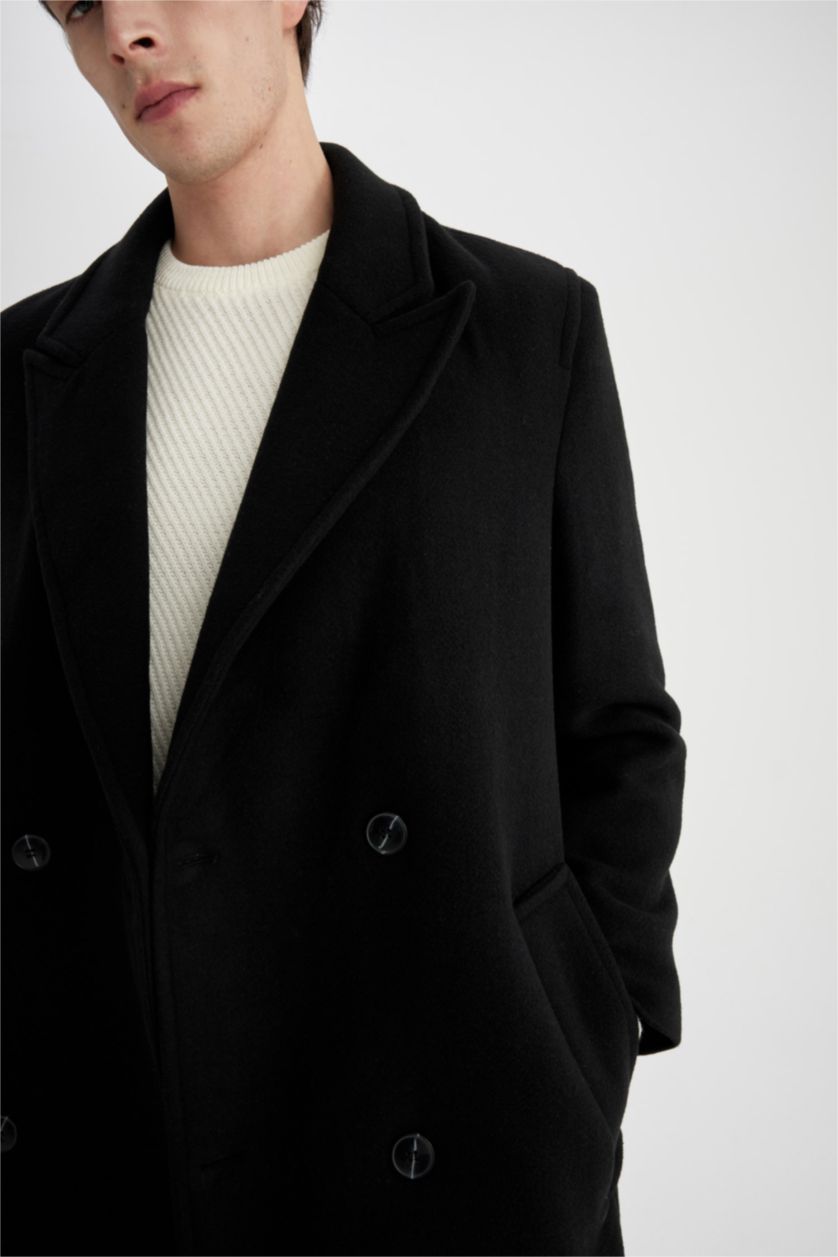 MAN Black Regular Fit Lined Cachet Coat