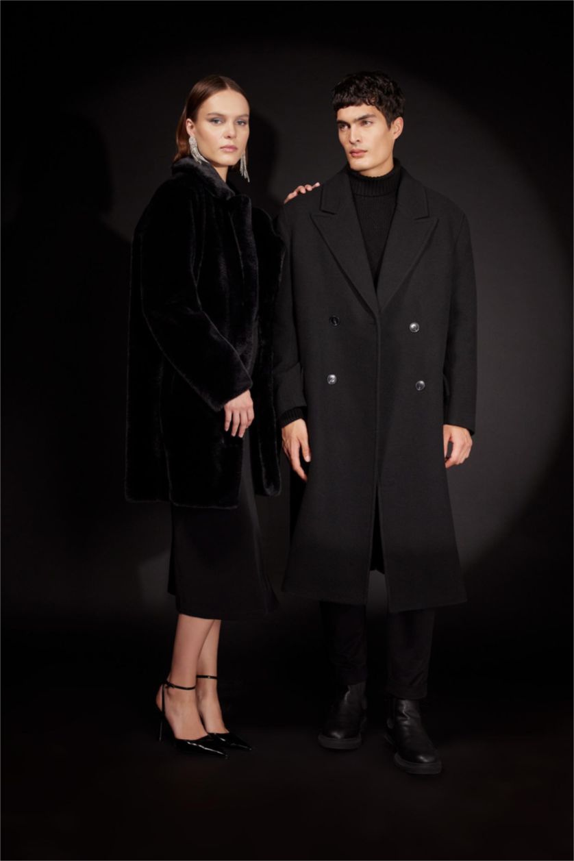 MAN Black Regular Fit Lined Cachet Coat