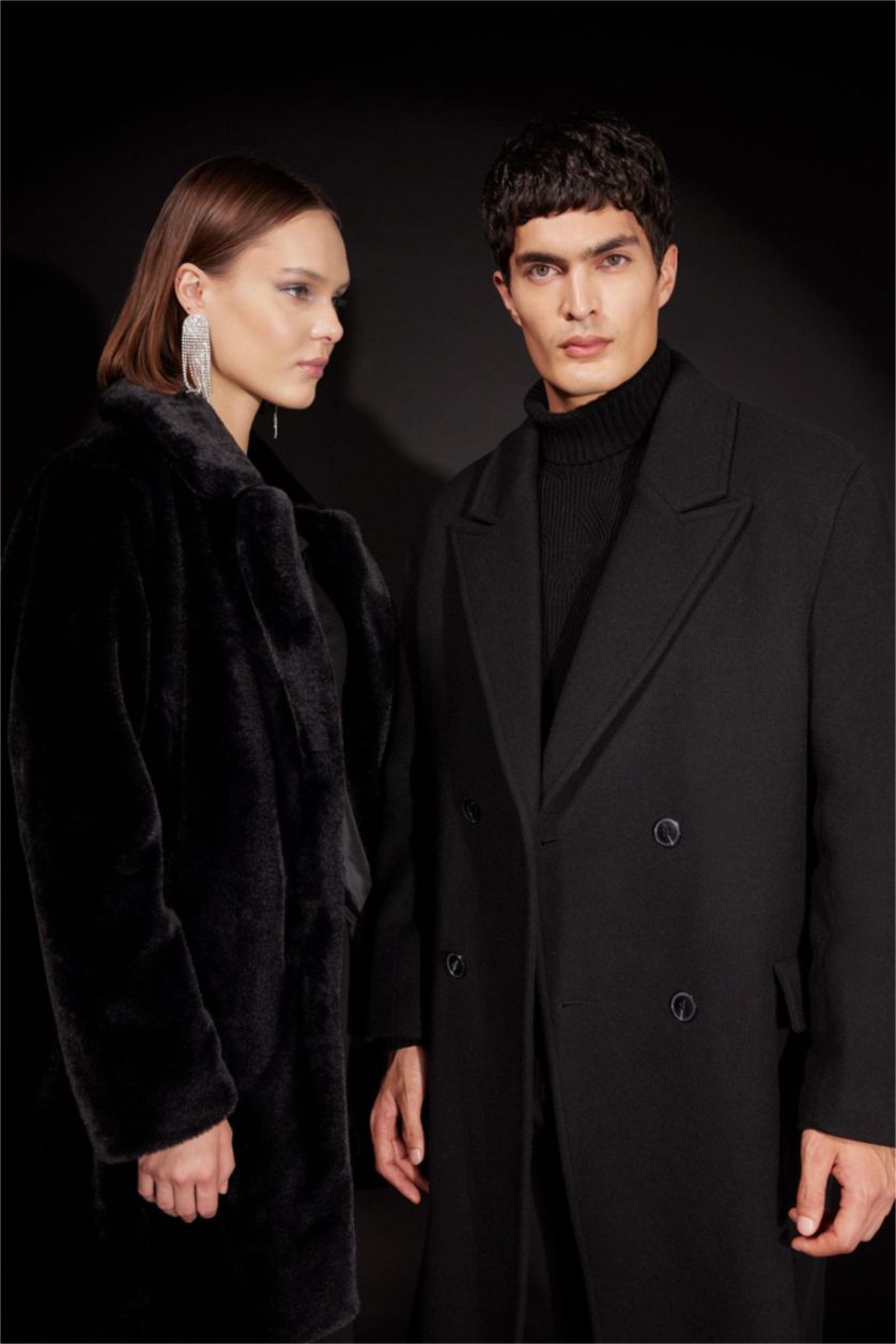 MAN Black Regular Fit Lined Cachet Coat