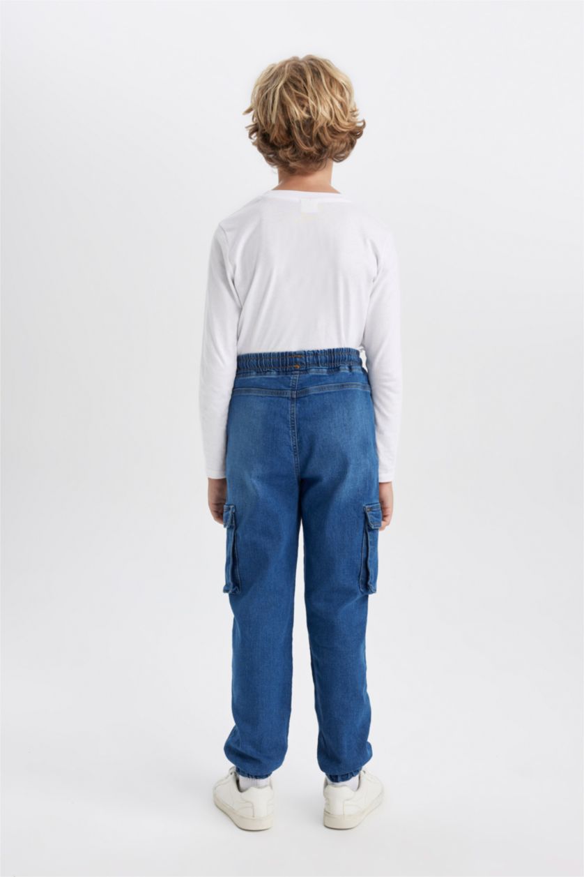 GARÇONS Bleu Pantalon Cargo Jean à Jambe Élastiquée Pour Garçon