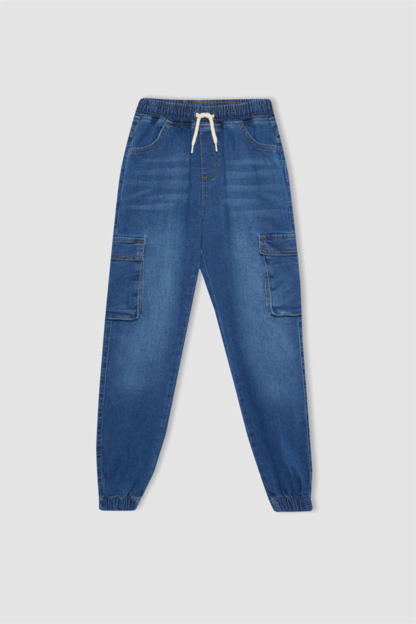 GARÇONS Bleu Pantalon Cargo Jean à Jambe Élastiquée Pour Garçon