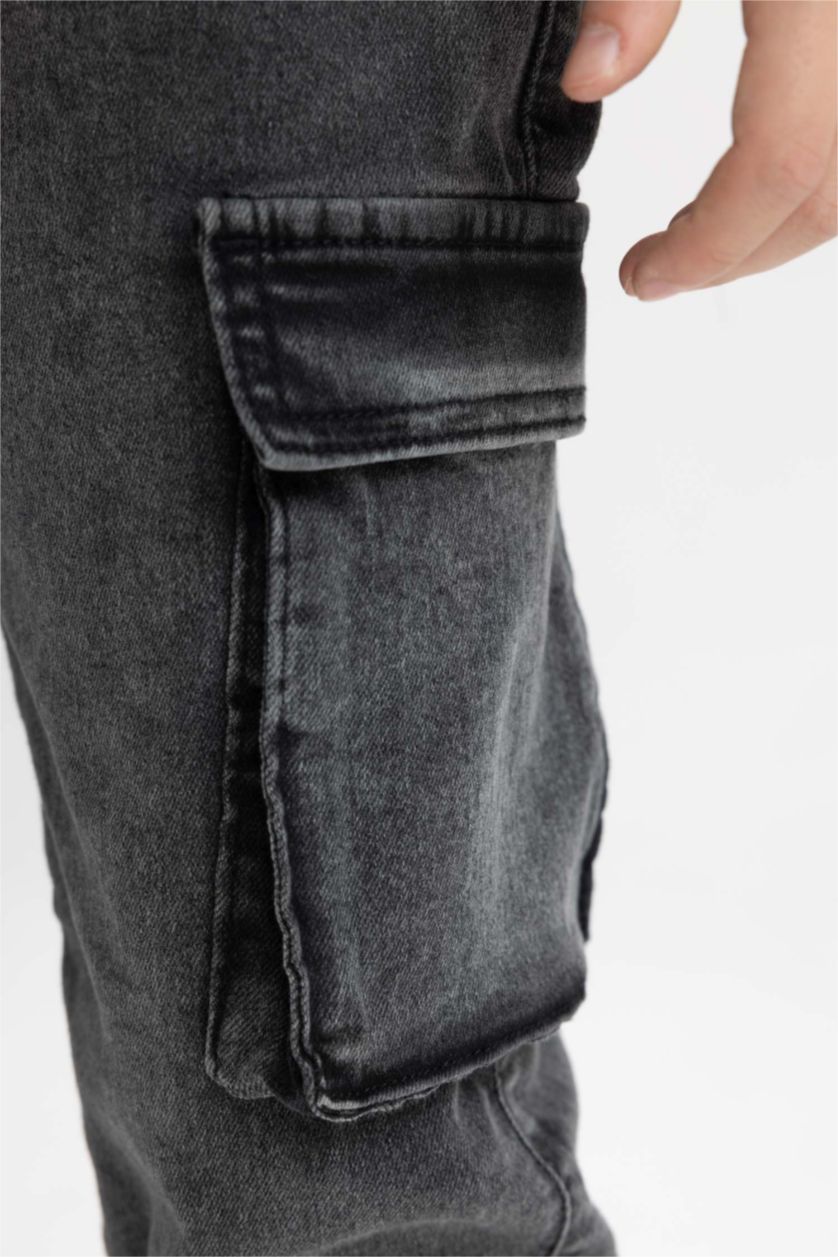 BOYS & TEENS Anthracite Boy Jogger Elastic Banded Leg Cargo Jeans