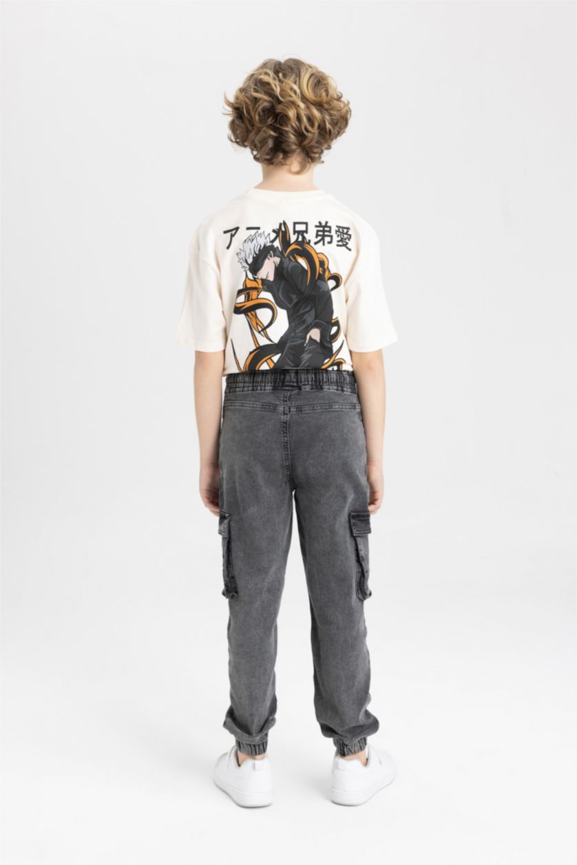 BOYS & TEENS Anthracite Boy Jogger Elastic Banded Leg Cargo Jeans