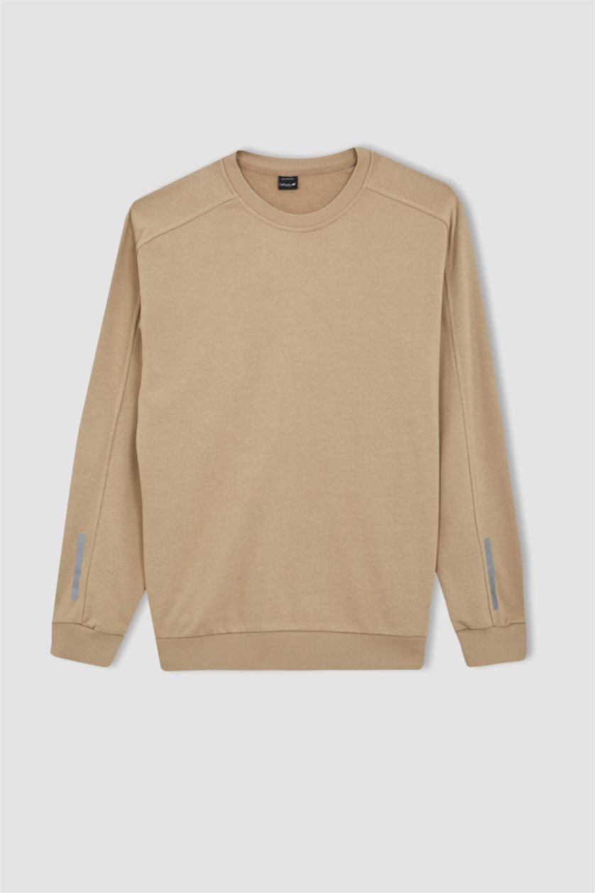 HOMME Beige Sweat-shirt Coupe Standard imprimé Col Rond à Manches Longues de DeFactoFit