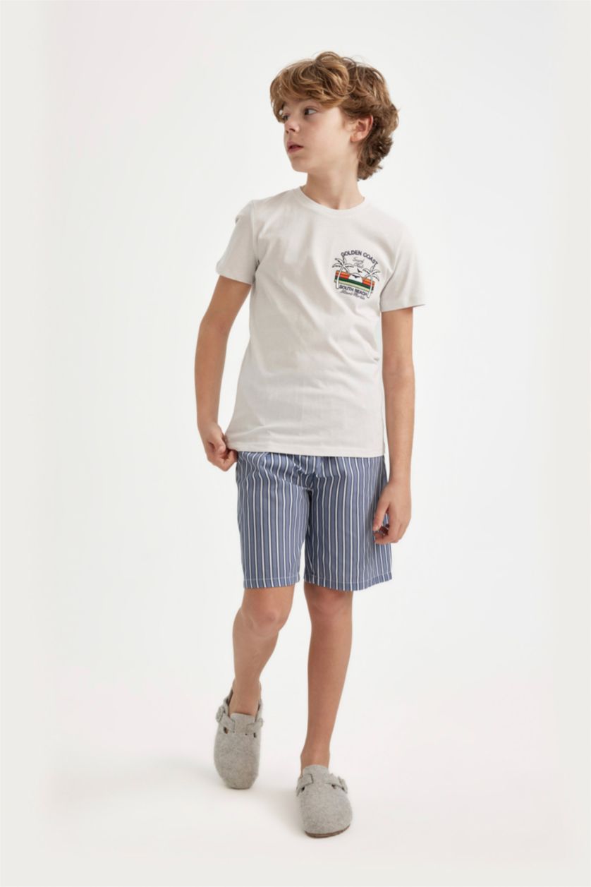 GARÇONS Blanc Ensemble Pyjama Short et T-Shirt à Manches Courtes imprimé pour Garçon