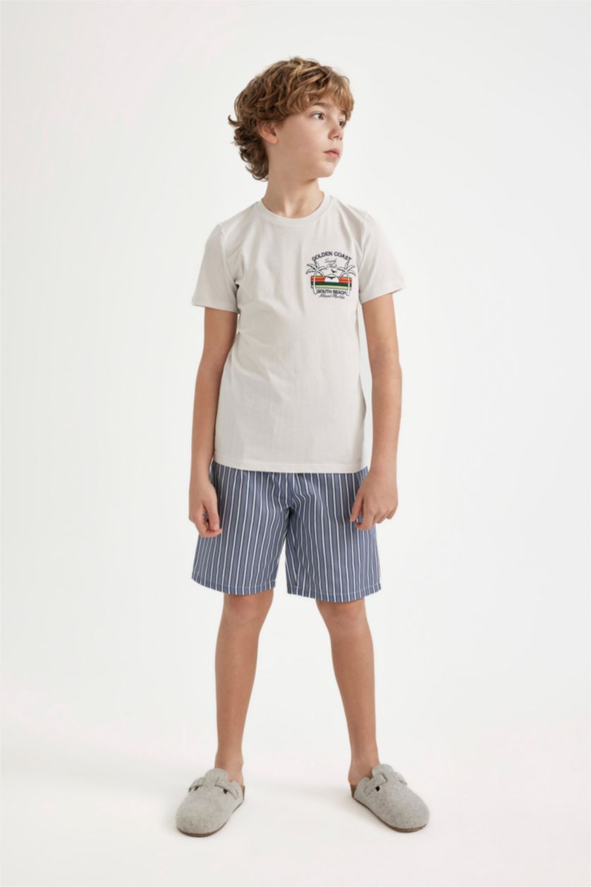 GARÇONS Blanc Ensemble Pyjama Short et T-Shirt à Manches Courtes imprimé pour Garçon