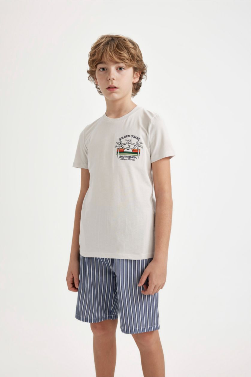GARÇONS Blanc Ensemble Pyjama Short et T-Shirt à Manches Courtes imprimé pour Garçon