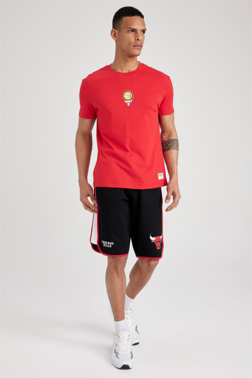 MAN Black DeFactoFit NBA Chicago Bulls Regular Fit Short Leg Shorts