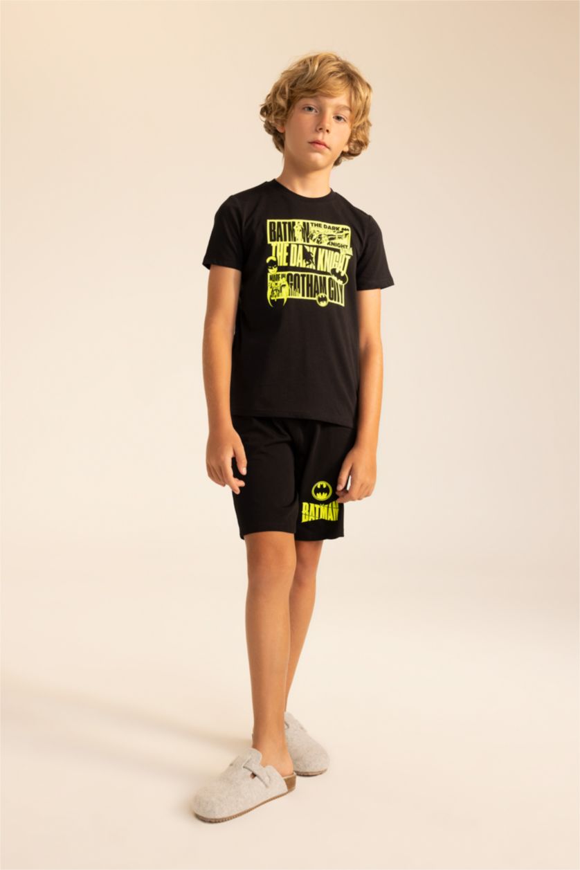 Boys & Teens Black Boy Batman Licensed Short Sleeve Pajamas Set