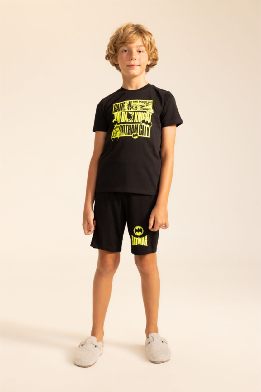 Boys & Teens Black Boy Batman Licensed Short Sleeve Pajamas Set