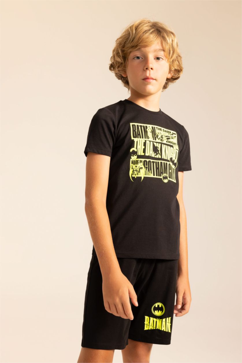 Boys & Teens Black Boy Batman Licensed Short Sleeve Pajamas Set