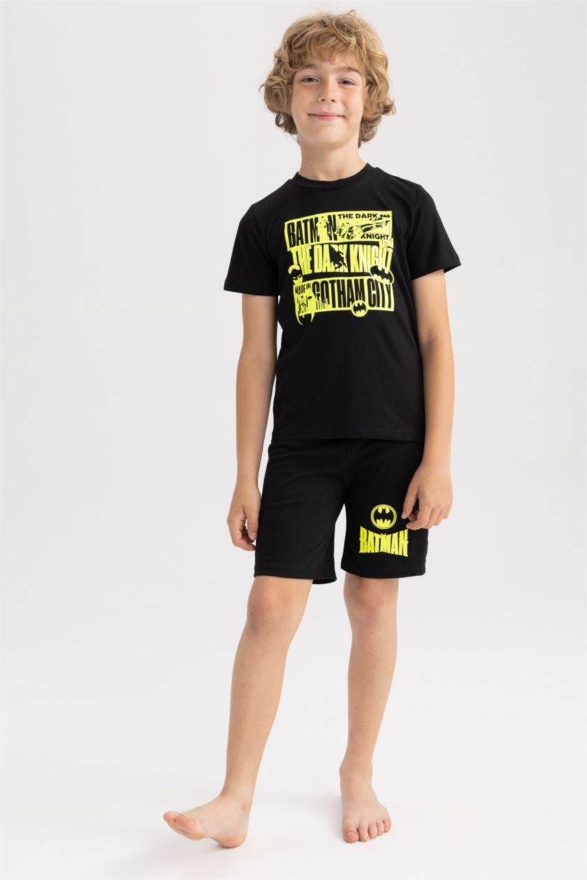 Boys & Teens Black Boy Batman Licensed Short Sleeve Pajamas Set