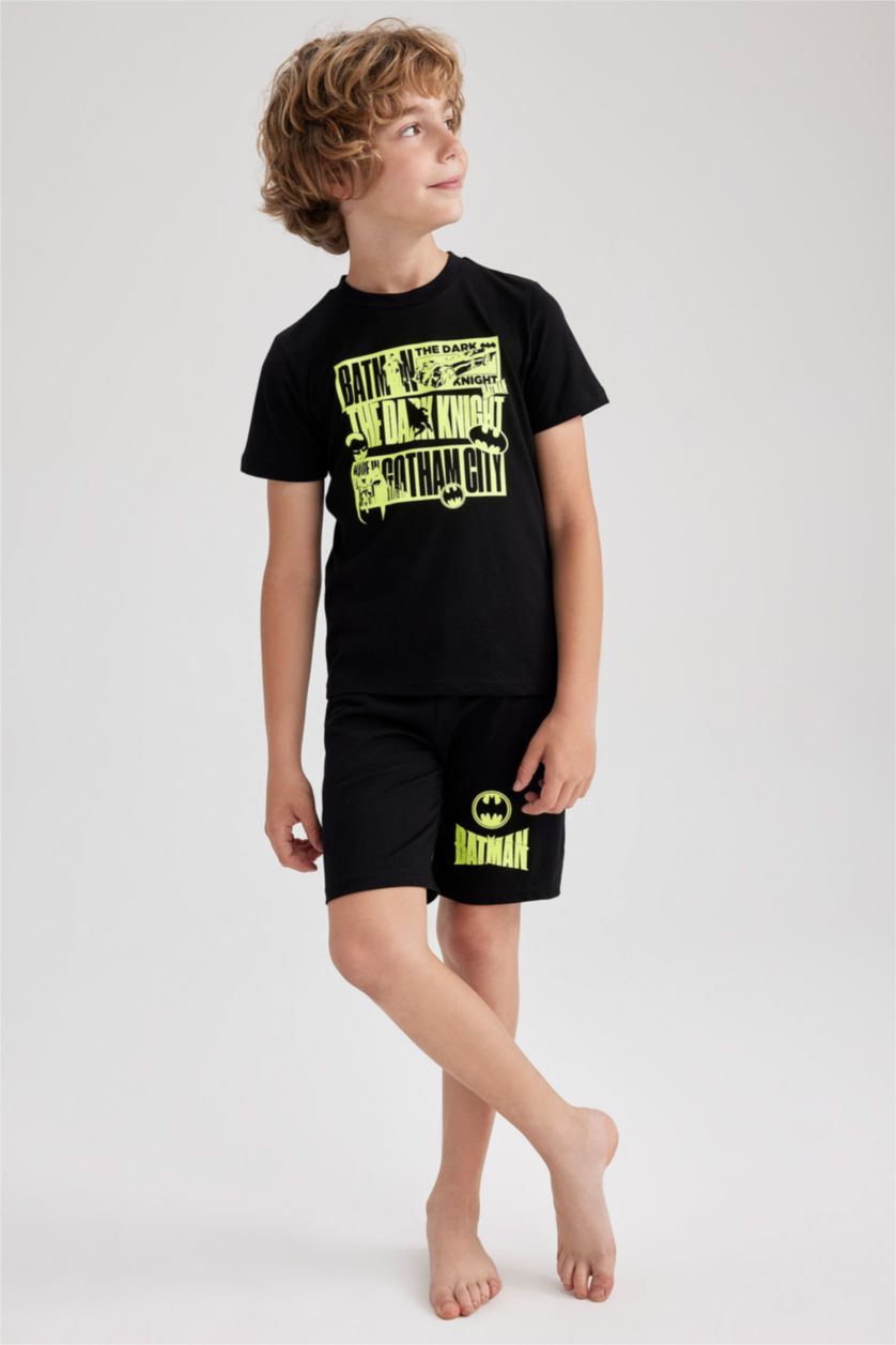 Boys & Teens Black Boy Batman Licensed Short Sleeve Pajamas Set