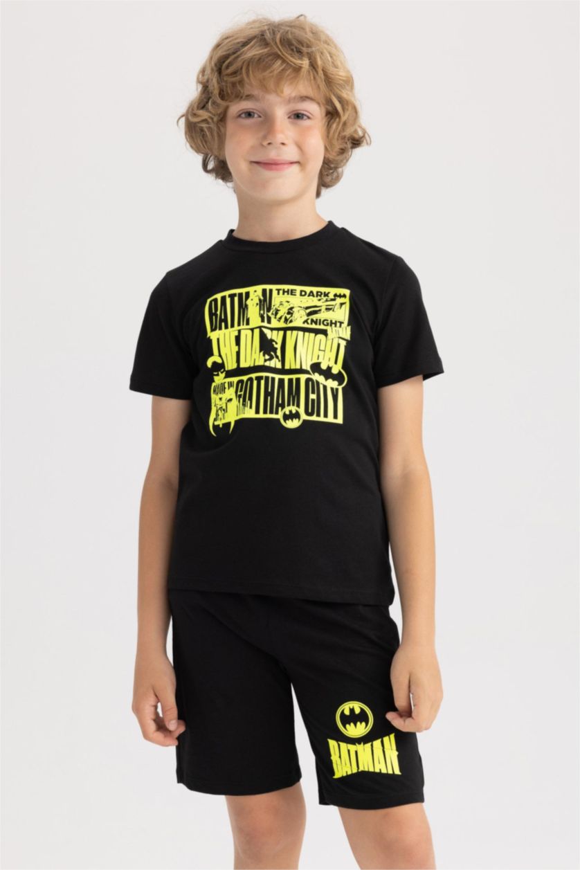 Boys & Teens Black Boy Batman Licensed Short Sleeve Pajamas Set