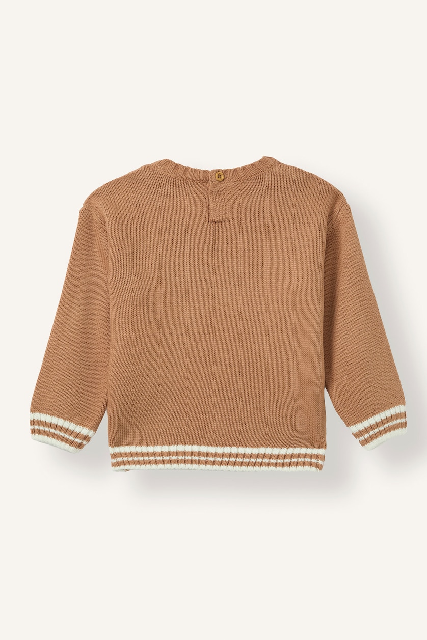 BÉBÉ GARÇON Beige Pull à col rond imprimé Coupe régulière pour bébé garçon